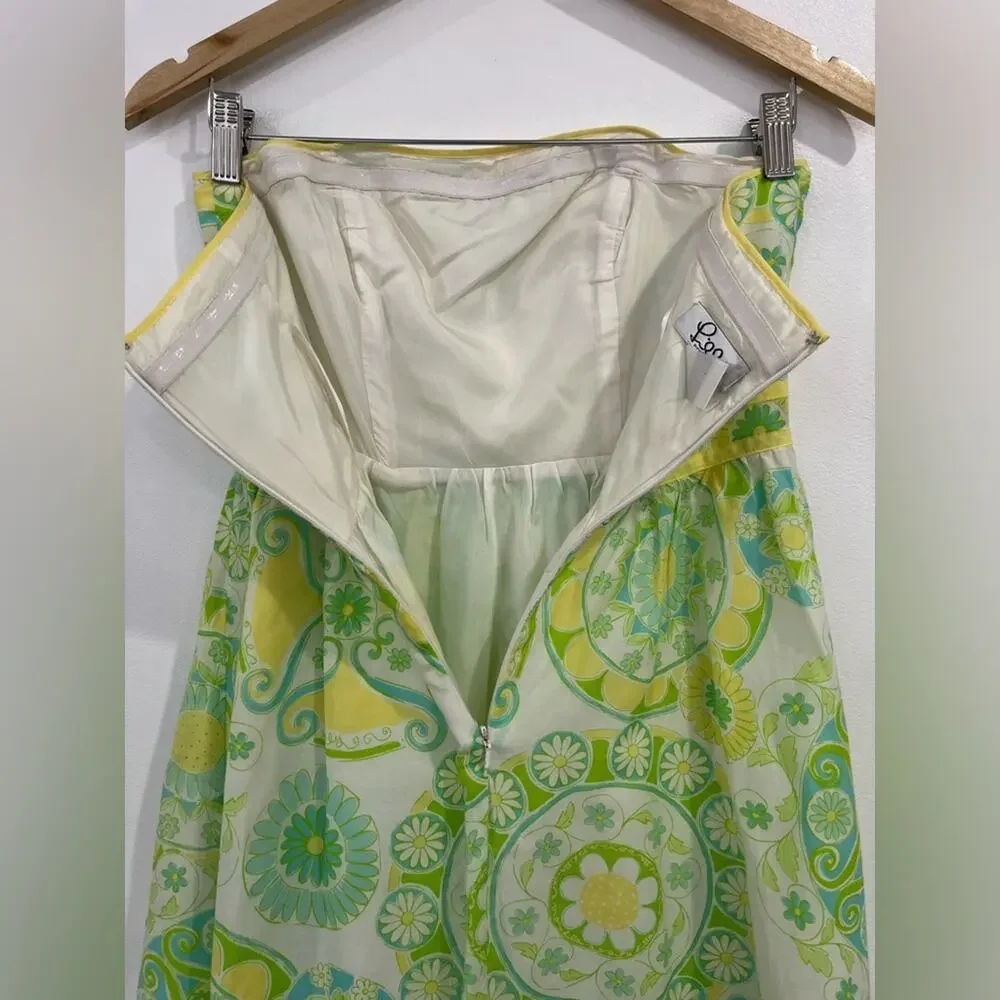 Lilly Pulitzer White Label Silk Katrina Fountain of Youth Strapless Dress 0 - Picture 10 of 15